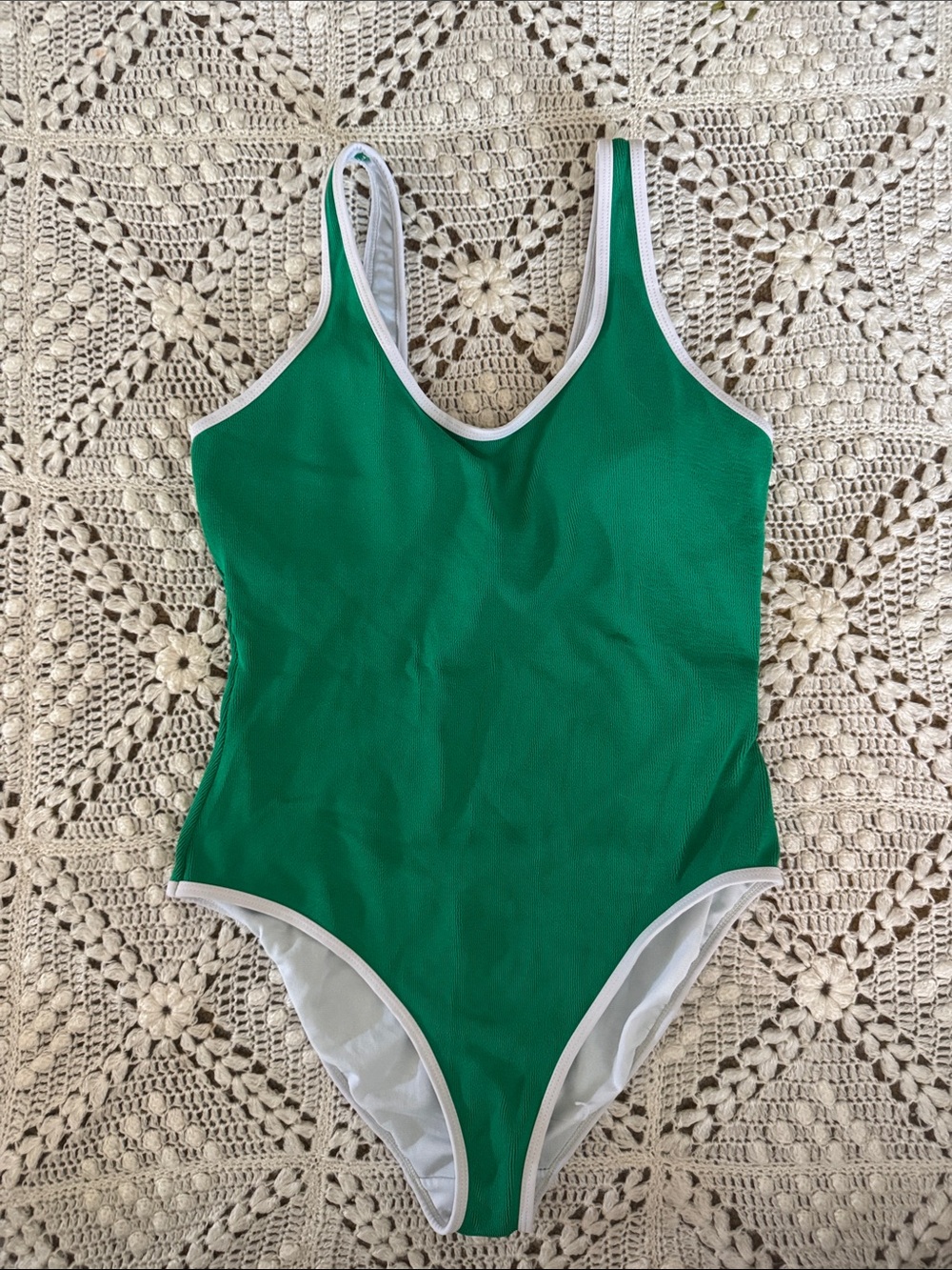 Primark Green One-Piece Swimsuit‎ with White Trim